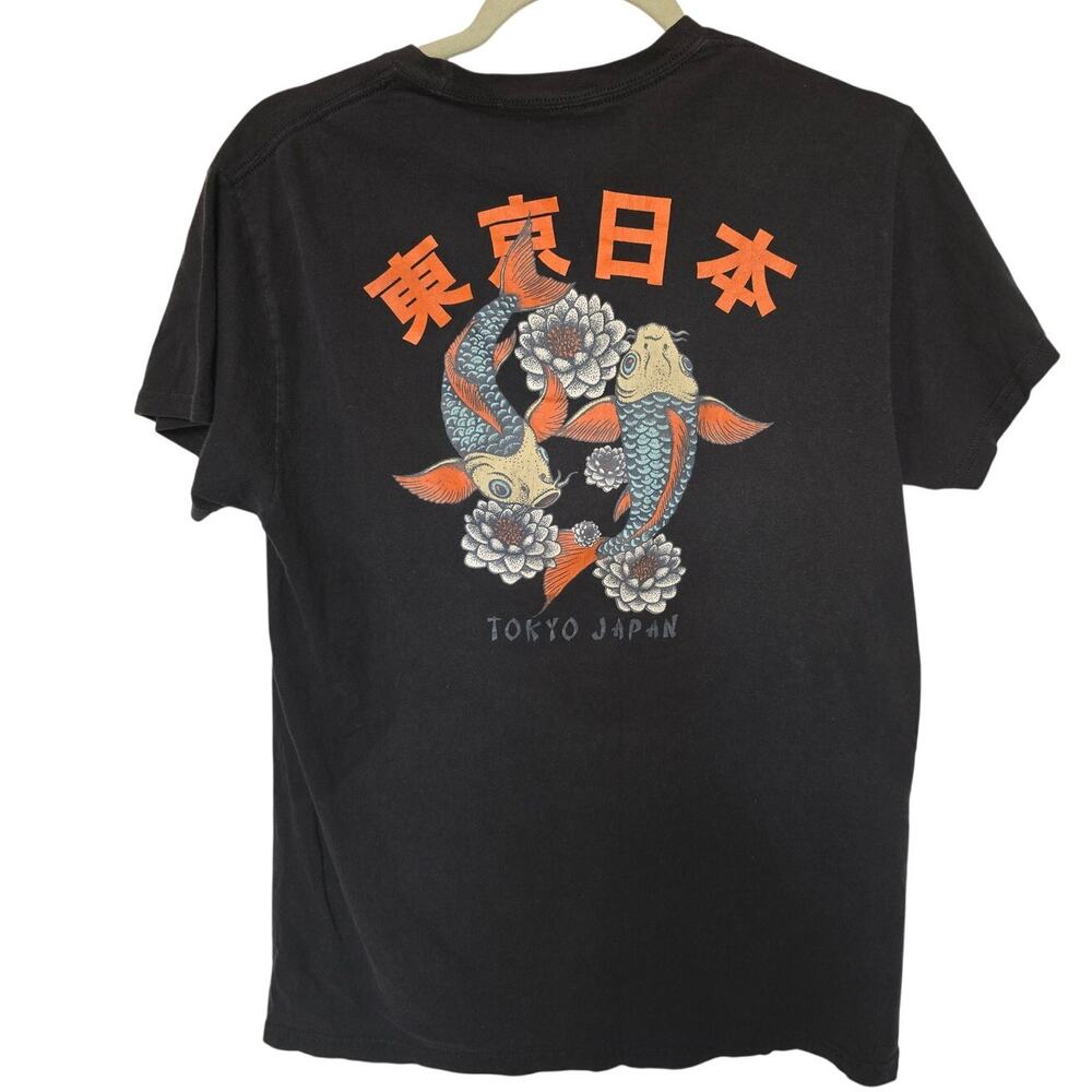 Bowery Supply Co Tokyo Japan Koi Fish Floral Men's M Black Shirt Streetwear